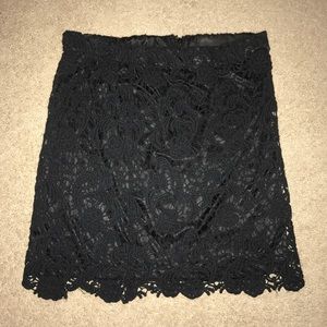 Black lace mini skirt